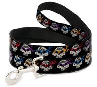 Dog Leash 6-FEET TMNT 4-Turtle Road Rebel Skulls Black WIDE 1.5"
