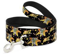 Dog Leash 6-FEET Toy Story BUZZ LIGHTYEAR Running Pose/Stars Black/Orange/Yellow