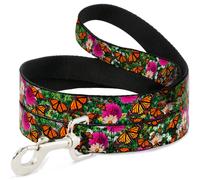 Dog Leash 6-FEET Vivid Monarch Butterfly Garden
