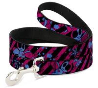 Dog Leash 6-FEET Voodoo Black/Pink/Blue NARROW 0.5"