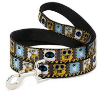 Dog Leash 6-FEET WALL-E & EVE Pose/Face Hazard Blocks Gray/Yellow/Black