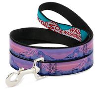 Dog Leash 6-FEET WASHINGTON Mountain Range Turquoise/White/Red NARROW 0.5"