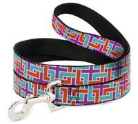 Dog Leash 6-FEET Weave CLOSE-UP White/Pink/Orange/Aqua