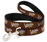 Dog Leash 6-FEET Willy Wonka and the Chocolate Factory WONKA BAR Logo Brown/Yell