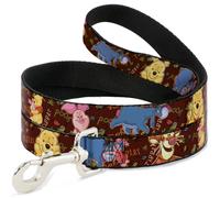 Dog Leash 6-FEET Winnie the Pooh Character Poses NARROW 0.5"