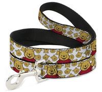 Dog Leash 6-FEET Winnie the Pooh Chibi Pose and Expressions Scattered White