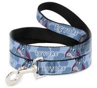 Dog Leash 6-FEET Winnie the Pooh Eeyore Text and Expression Close-Up Dot Blues
