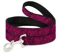 Dog Leash 6-FEET Zebra 2 Fuchsia Pink NARROW 0.5"
