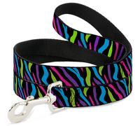 Dog Leash 6-FEET Zebra Black/Blue/Green/Pink/Purple WIDE 1.5"