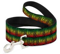 Dog Leash 6-FEET Zebra Head Rasta NARROW 0.5"