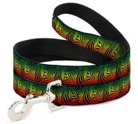 Dog Leash 6-FEET Zebra Head Rasta WIDE 1.5"