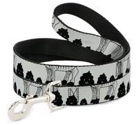 Dog Leash 6-FEET Zebra Poops Cream/Black