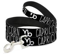Dog Leash 6-FEET Zodiac CAPRICORN/Symbol Black/White