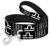 Dog Leash 6-FEET Zodiac LIBRA/Symbol Black/White