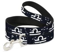 Dog Leash 6-FEET Zodiac Libra Symbol/Constellations Black/White