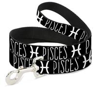 Dog Leash 6-FEET Zodiac PISCES/Symbol Black/White