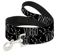 Dog Leash 6-FEET Zodiac VIRGO/Constellation Black/White