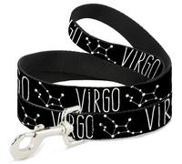 Dog Leash 6-FEET Zodiac VIRGO/Constellation Black/White NARROW 0.5"