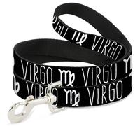 Dog Leash 6-FEET Zodiac VIRGO/Symbol Black/White NARROW 0.5"