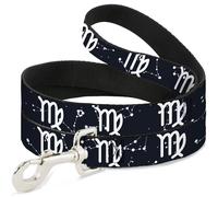 Dog Leash 6-FEET Zodiac Virgo Symbol/Constellations Black/White