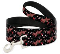 Dog Leash A CHRISTMAS STORY Title Logo and Lights Black/Reds NARROW 0.5"
