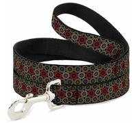 Dog Leash Aboriginal Black/Cream/Multi Color WIDE 1.5"