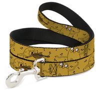 Dog Leash Adventure Time Jake Dancing and Violin Poses Yellow