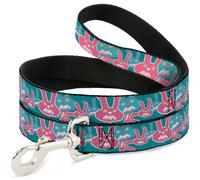 Dog Leash Angry Bunnies Turquoise/Pinks