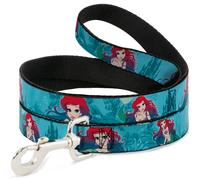 Dog Leash Ariel Poses Coral & Castle Blues/Reds WIDE 1.5"