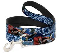Dog Leash Avengers THOR Hammer/Action Pose Galaxy Blues/White NARROW 0.5"