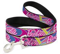 Dog Leash BARBIE Script Signature Logo Abstract Multi Color/White WIDE 1.5"
