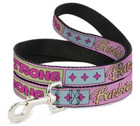 Dog Leash BARBIE SMART BEAUTIFUL STRONG Icons Pink/Multi Color WIDE 1.5"