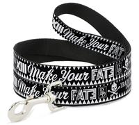 Dog Leash BD Skull MAKE YOUR FATE Black/White