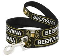 Dog Leash Beer Pint/BEERVANA Rays/Waves Black/Olive NARROW 0.5"