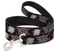Dog Leash BETTY BOOP Zombie Betty and Text Polka Dot Black/Red/White