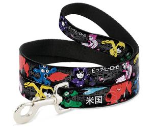 Dog Leash Big Hero 6 Group Action Pose/Name Blocks Black/Gray/Multi Color NARROW