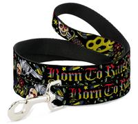 Dog Leash Born to Raise Hell Black WIDE 1.5"