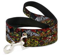 Dog Leash Born to Raise Hell CLOSE-UP Red NARROW 0.5"