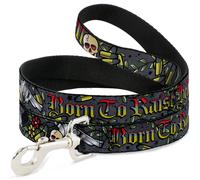 Dog Leash Born to Raise Hell Gray NARROW 0.5"