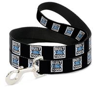Dog Leash BUILT FORD TOUGH Logo2 Black/White/Blue REPEAT WIDE 1.5"