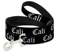 Dog Leash CALI Old English Black/White NARROW 0.5"