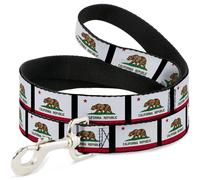 Dog Leash California Flag Repeat/Black WIDE 1.5"