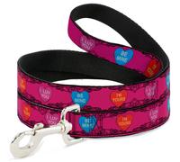 Dog Leash Candy Hearts WIDE 1.5"