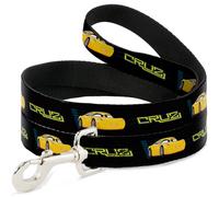 Dog Leash Cars 3 CRUZ Car Profile Black/Blue/Yellow NARROW 0.5"
