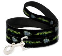 Dog Leash Cars 3 JACKSON STORM Pose/STRIPE Black/Greens NARROW 0.5"