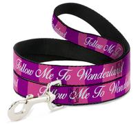 Dog Leash Cheshire Cat Stripe/FOLLOW ME TO WONDERLAND Pink/Purple/White