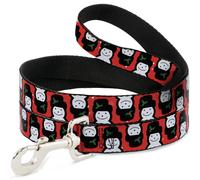 Dog Leash Christmas Snowman Flip Red/White NARROW 0.5"