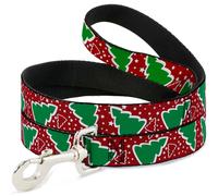 Dog Leash Christmas Trees/Stars Red/White/Green WIDE 1.5"