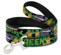 Dog Leash Classic TMNT Logo/Group Pose5/LEAN MEAN & GREEN NARROW 0.5"