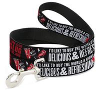 Dog Leash Coca-Cola ENJOY COKE IT'S THE REAL THING Kiss Black/White/Red WIDE 1.5